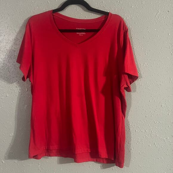 Time and Tru Women's Red XXL V Neck Baby Tee Retro Classic Feminine Classic - Picture 1 of 7